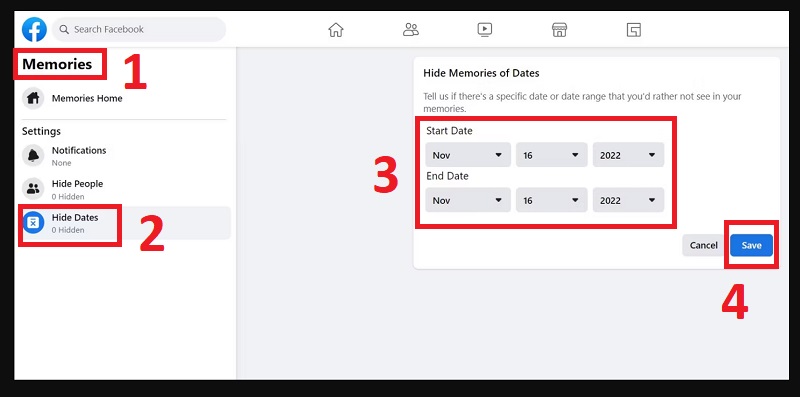 Cách chặn ngày hoặc mốc thời gian hiển thị kỷ niệm trong Facebook Memories