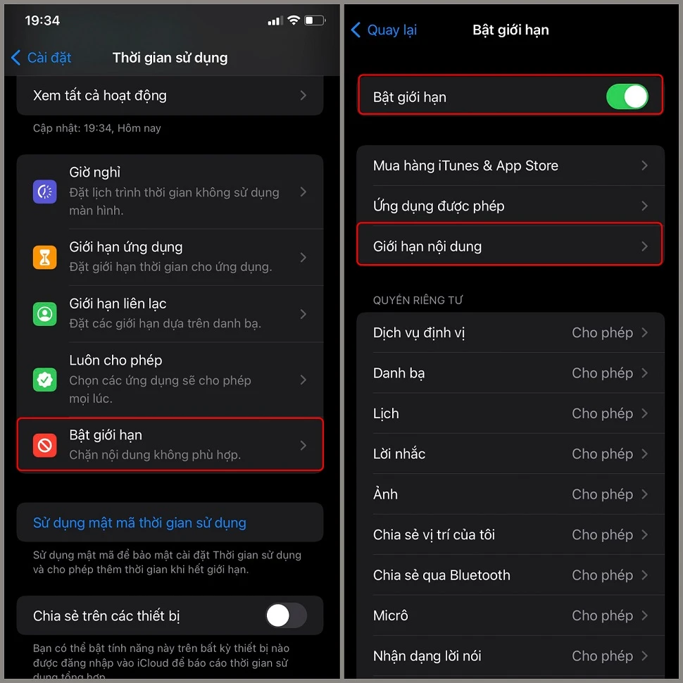 Hướng dẫn chặn các treng web đen trên iPhone