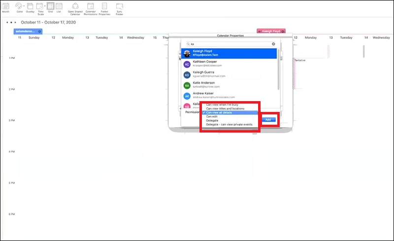 Cách chia sẻ Calendar trong Outlook trên máy tính hệ điều hành macOS