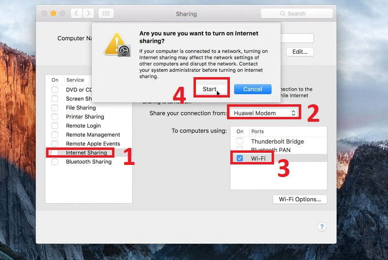 Cách tạo điểm phát sóng Wi-Fi trên máy Mac không cần cáp Ethernet