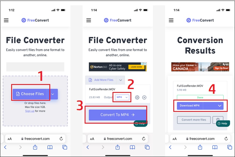 Cách chuyển đổi video có đuôi MOV trên iPhone sang đuôi MP4 đối với tệp tin có dung lượng nhỏ