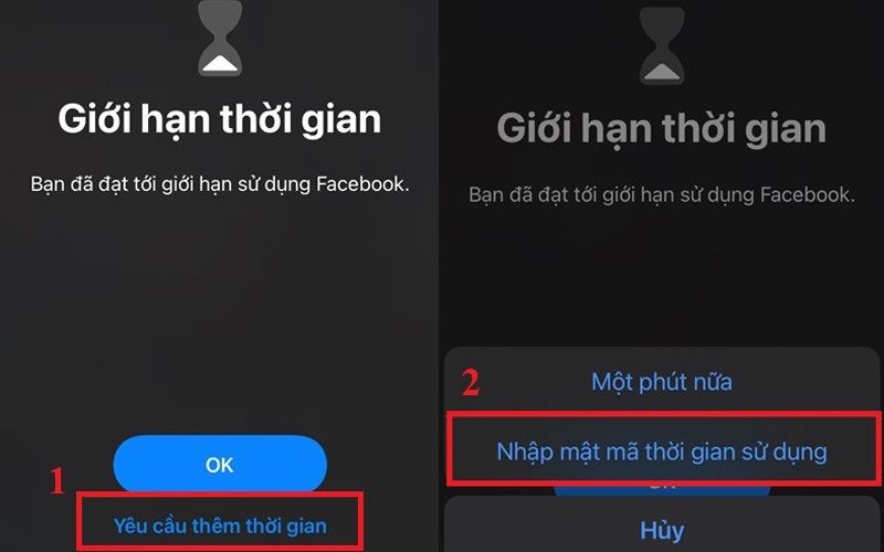 Bạn chọn Yêu cầu thêm thời gian, rồi tiến hành nhập Mật mã thời gian sử dụng đã được bạn thiết lập ở bước 2