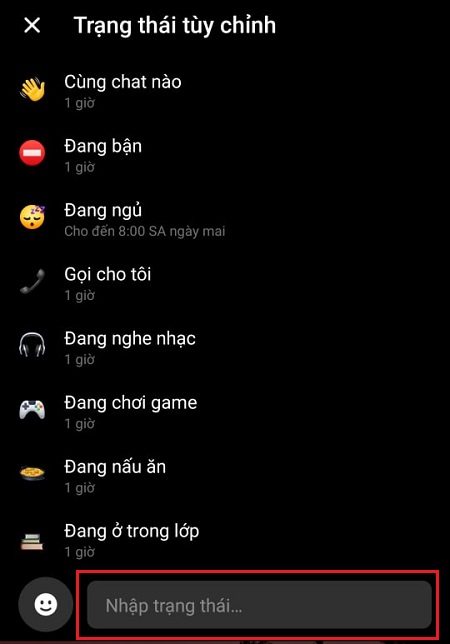Chọn trạng thái mà bạn muốn để trên Messenger