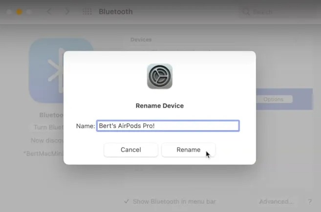 cách đổi tên airpods