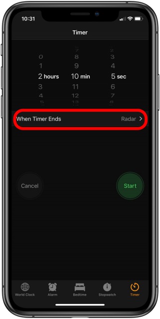 hẹn giờ tắt iphone