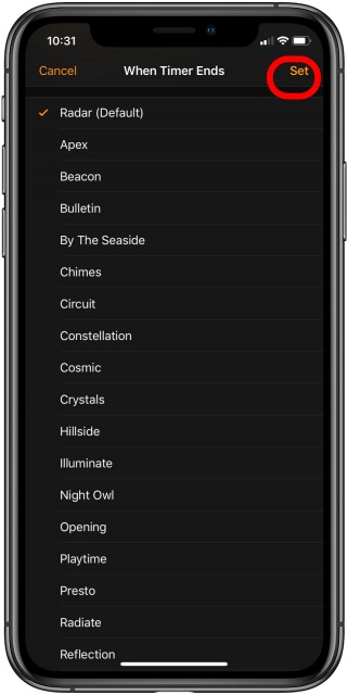 hẹn giờ tắt iphone