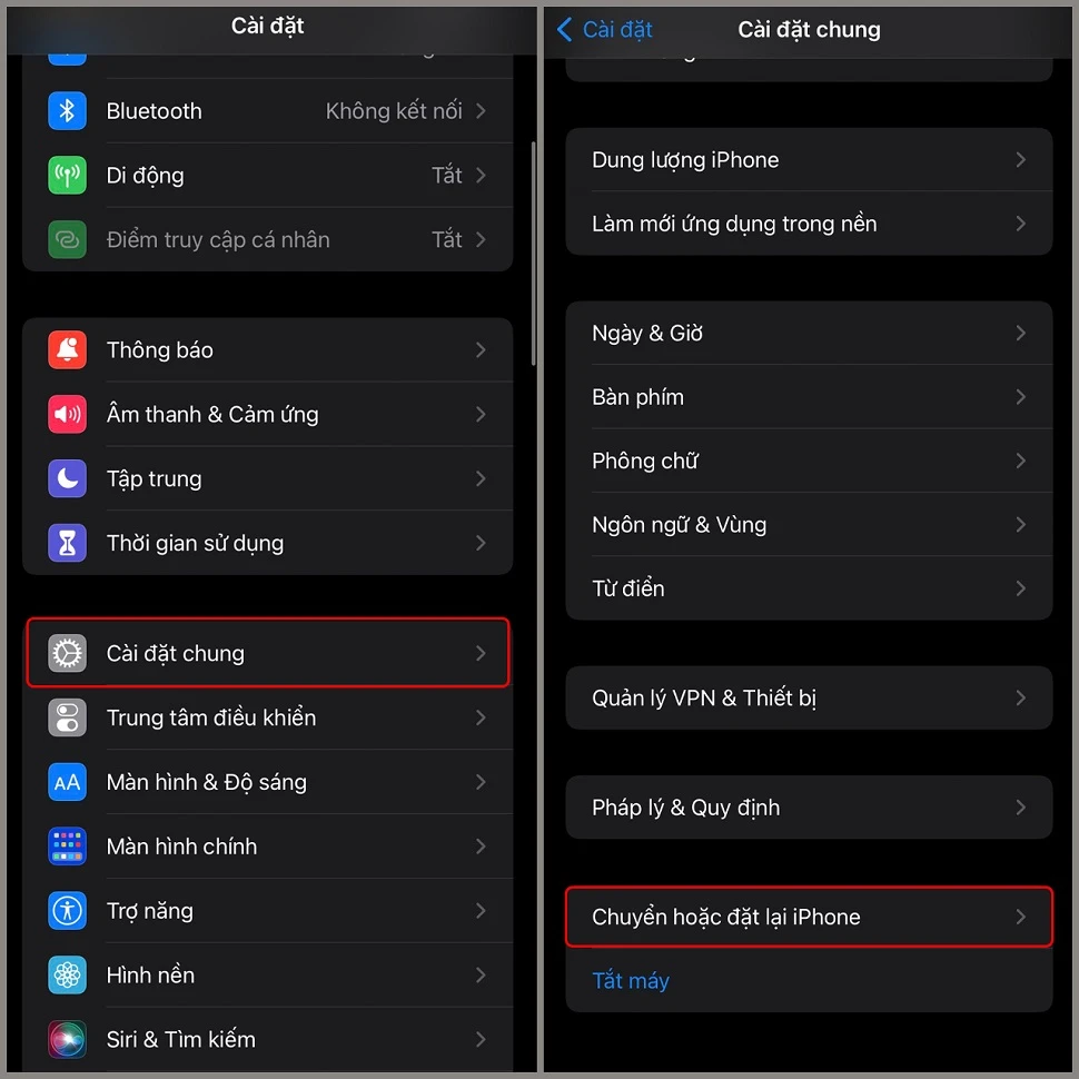 Đặt lại cài đặt máy