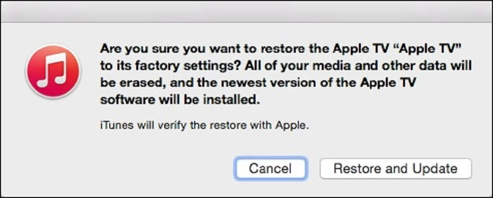 Khôi phục cài đặt gốc cho Apple TV qua máy tính