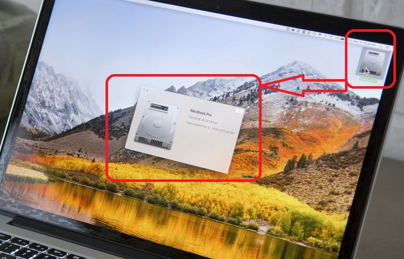 Nhấp vào biểu tượng ổ cứng trên màn hình có thể biết được dung lượng ổ cứng còn trống 