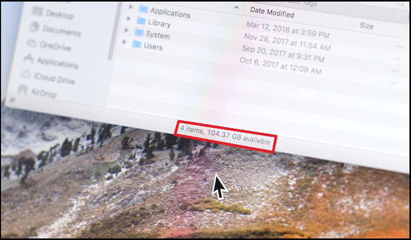 Xem dung lượng ổ cứng trên thanh trạng thái Finder