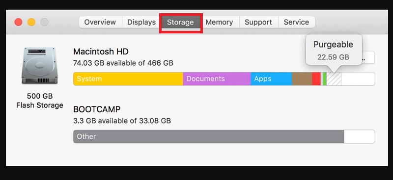 Xem trong phần giới thiệu về máy Mac để biết dung lượng còn trống ổ cứng 