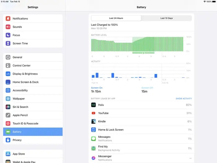 cách kiểm tra pin ipad