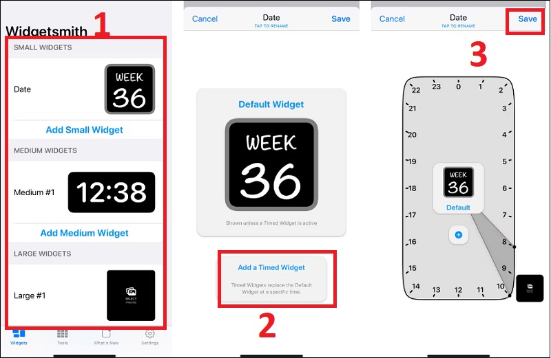 Cách sử dụng tính năng hẹn giờ trong Widgetsmith