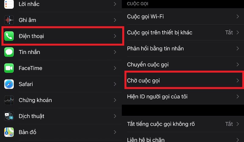 cách bật tính năng cách thiết lập cuộc gọi chờ trên iPhone