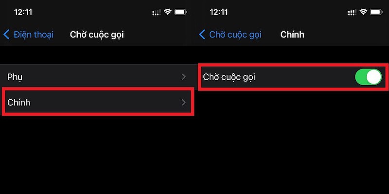 cách bật tính năng cách thiết lập cuộc gọi chờ trên iPhone