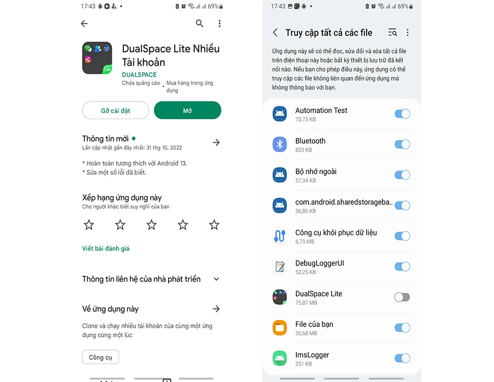 Cách tích hợp nhiều tài khoản với DualSpace Lite