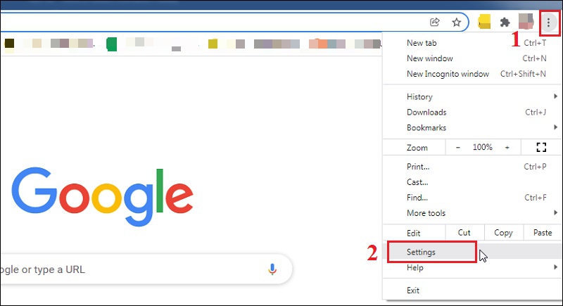 Vào trình duyệt Google trên điện thoại, nhấp vào kí hiệu 3 chấm nằm ở phía trên bên phải giao diện > chọn Settings (Cài đặt).