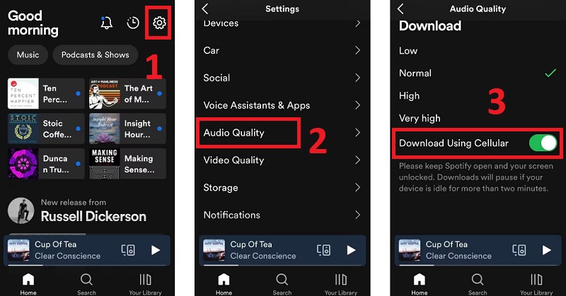 Cách tắt chức năng sử dụng dữ liệu di động ngay trong ứng dụng Spotify