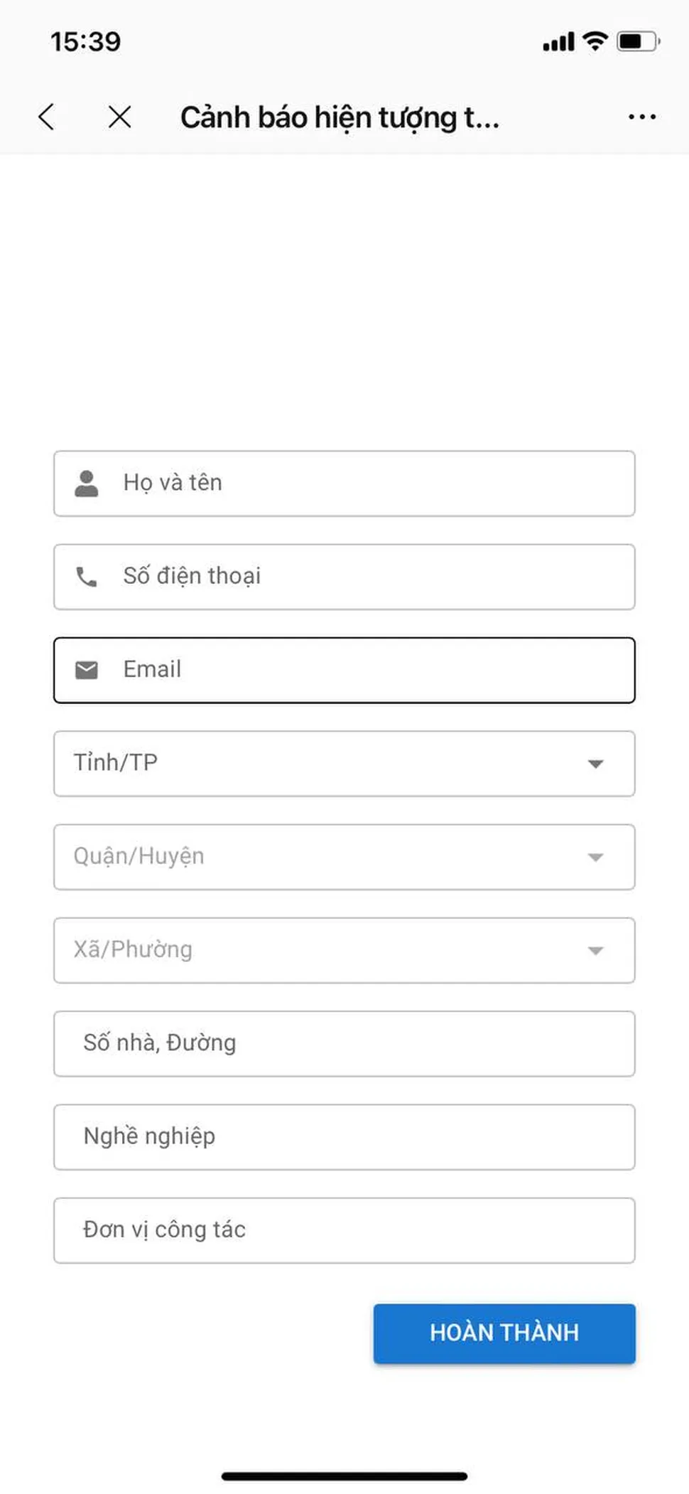 Cách xem cảnh báo thời tiết nguy hiểm trên Zalo