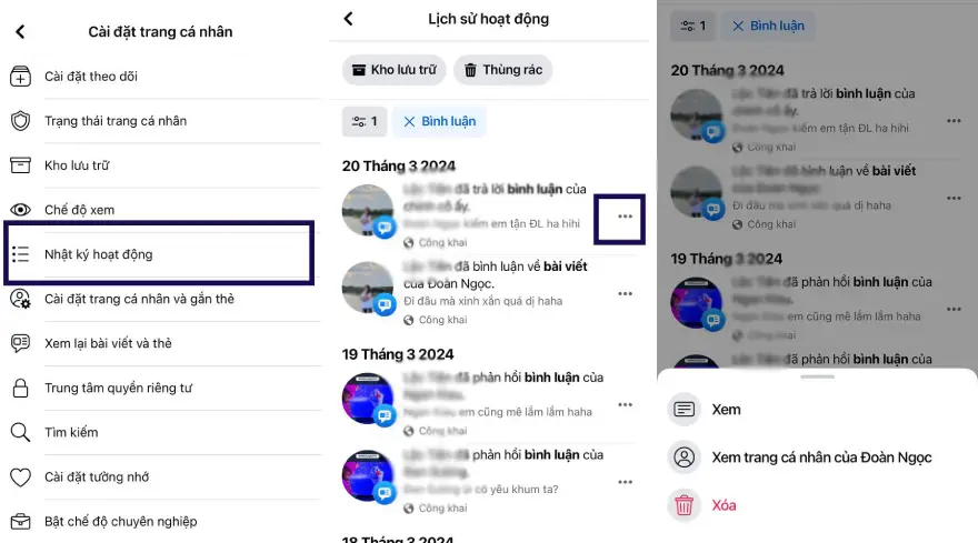 Cách xem lại bình luận trên Facebook