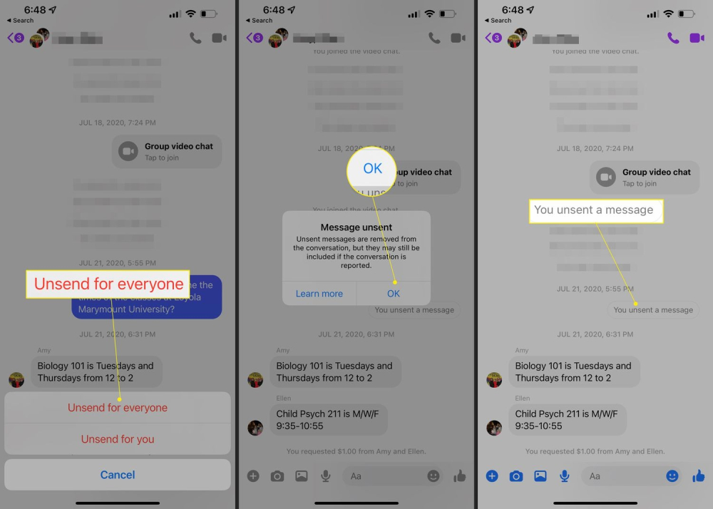 xem tin nhắn đã thu hồi trên messenger trên iphone