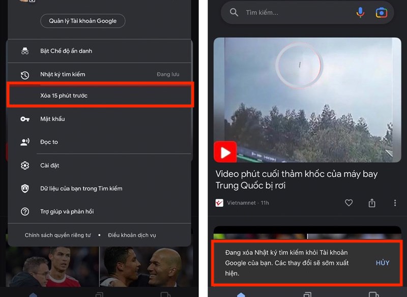 Cách xoá tìm kiếm gần đây trên Google và Safari cho iPhone