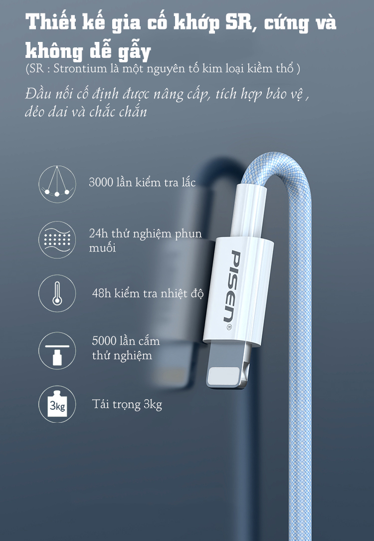 Cáp Type-C to Lightning PISEN Quick Colorful