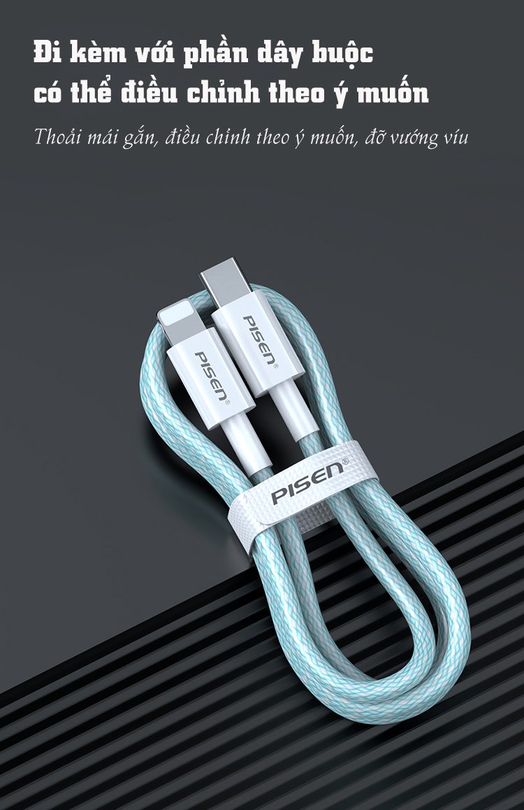 Cáp Type-C to Lightning PISEN Quick Colorful