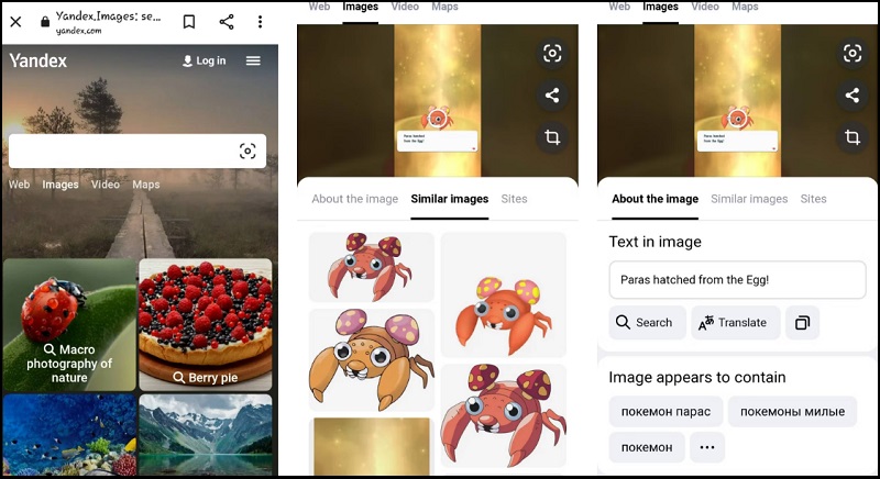 Ứng dụng tìm kiếm hình ảnh Yandex