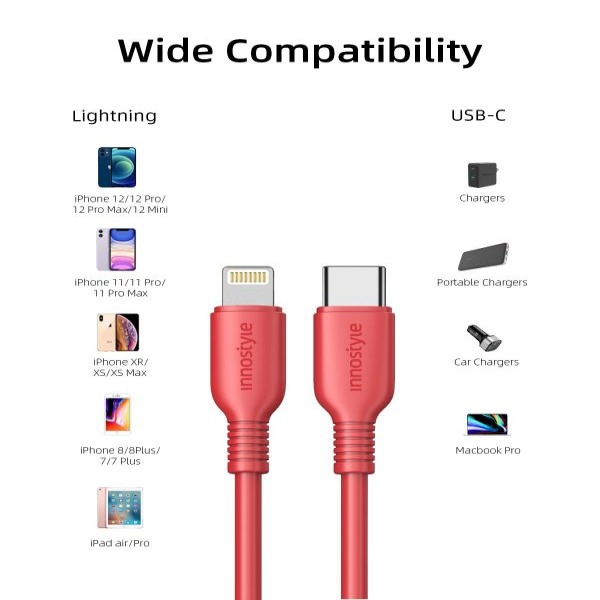 Cáp Type-C to Lightning Innostyle Jazzy MFI 1.2M