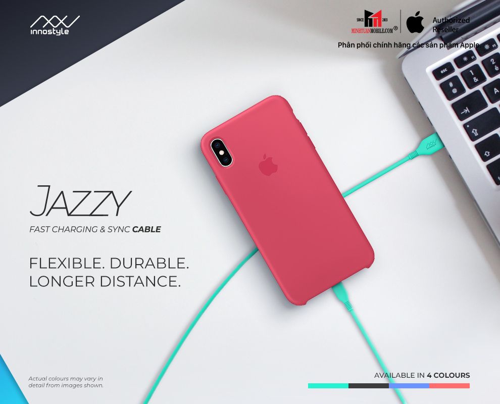 Cáp USB-A to Lightning Innostyle Jazzy MFi 1.5M JIAL150