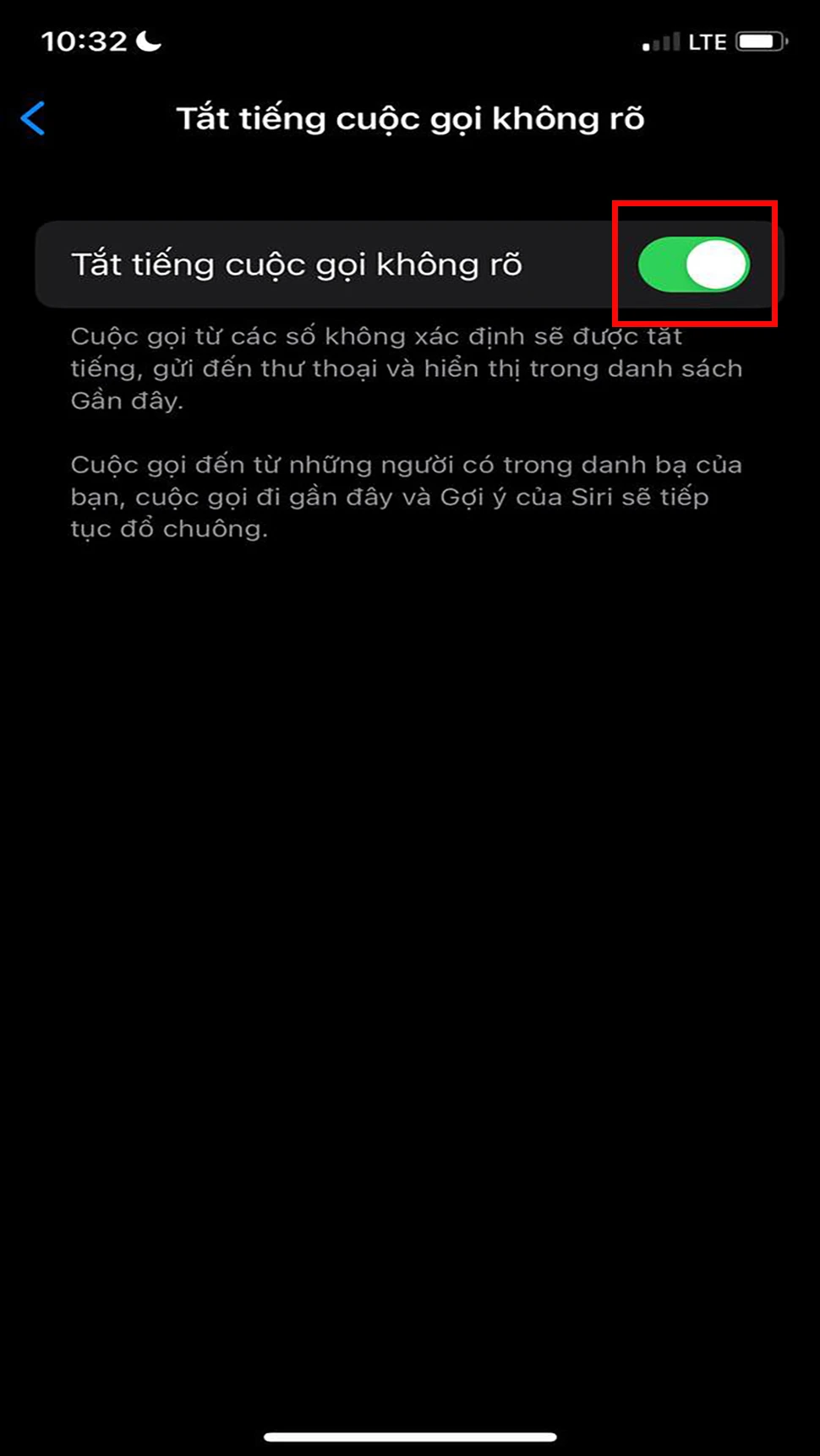 Chặn cuộc gọi chưa xác định bằng cách tắt tiếng trên iPhone 