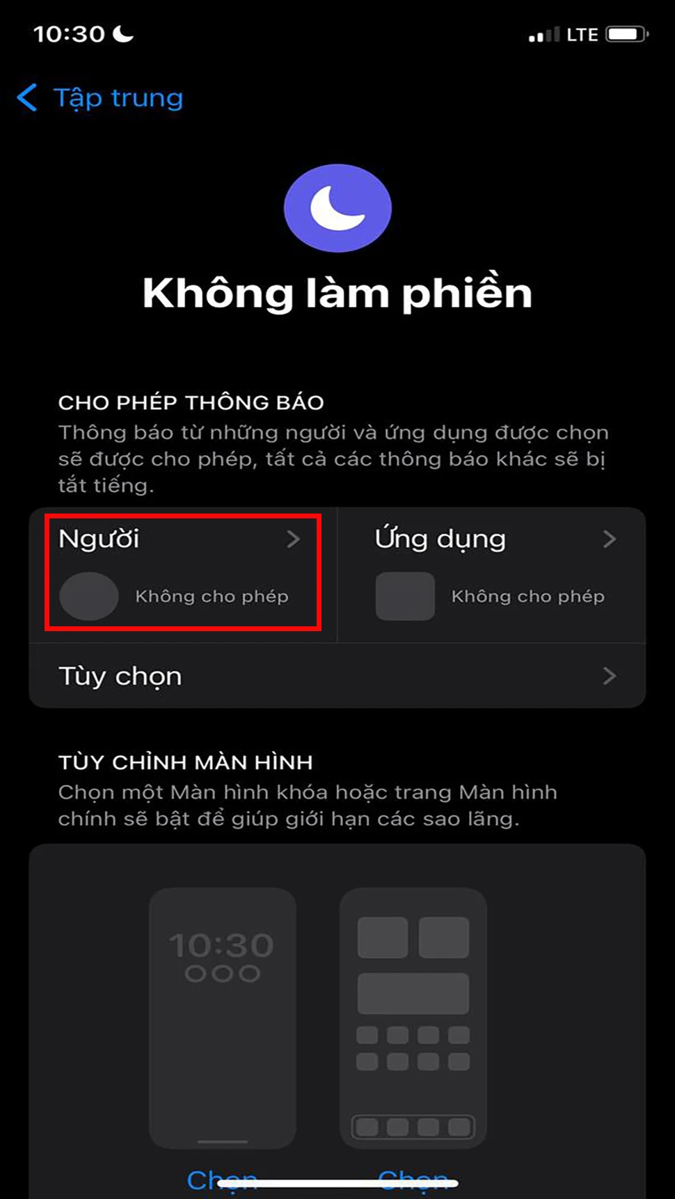 Chặn số lạ bằng tính năng không làm phiền trên iPhone 