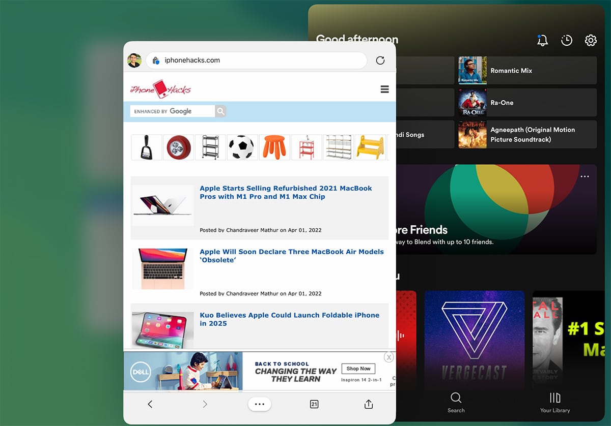 Hoán đổi chế độ xem chia tách