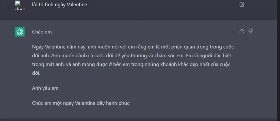 Dùng ChatGPT tỏ tình ngày Valentine