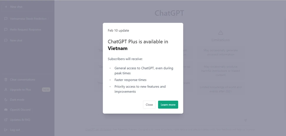 ChatGPT đã dễ dàng sử dụng tại Việt Nam