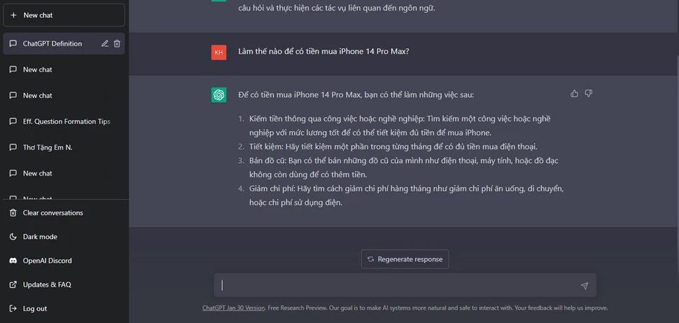 ChatGPT tự giải đáp câu hỏi của bạn