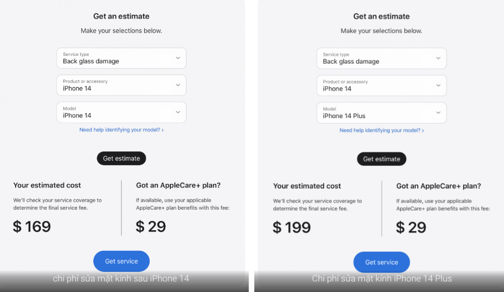chi phí sửa mặt kính sau iPhone 14