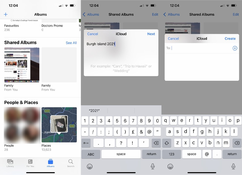 Tạo một album muốn chia sẻ