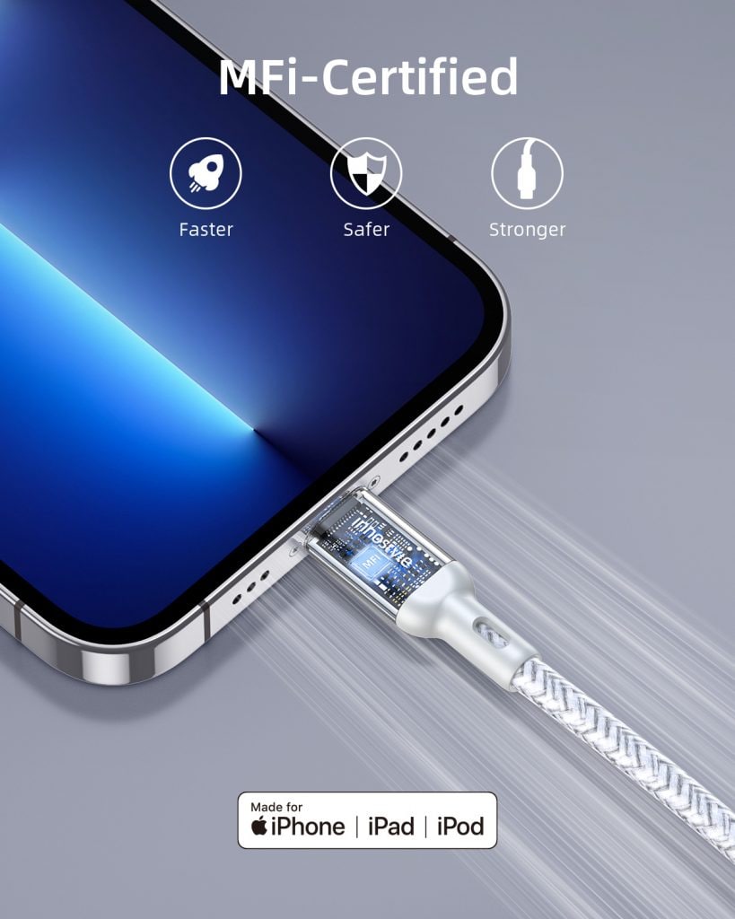 Cáp USB-A to Lightning Innostyle Powerflex MFi 1.5M 12W