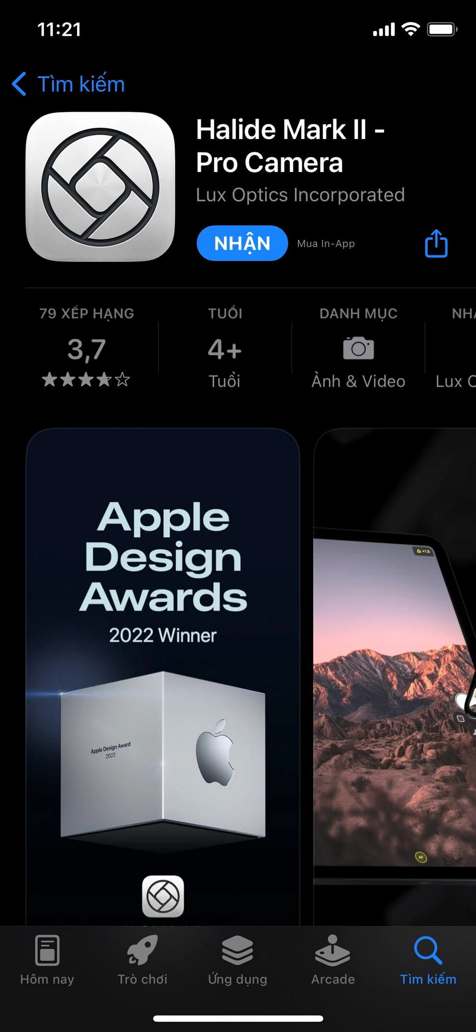 Ứng dụng chụp ảnh Halide