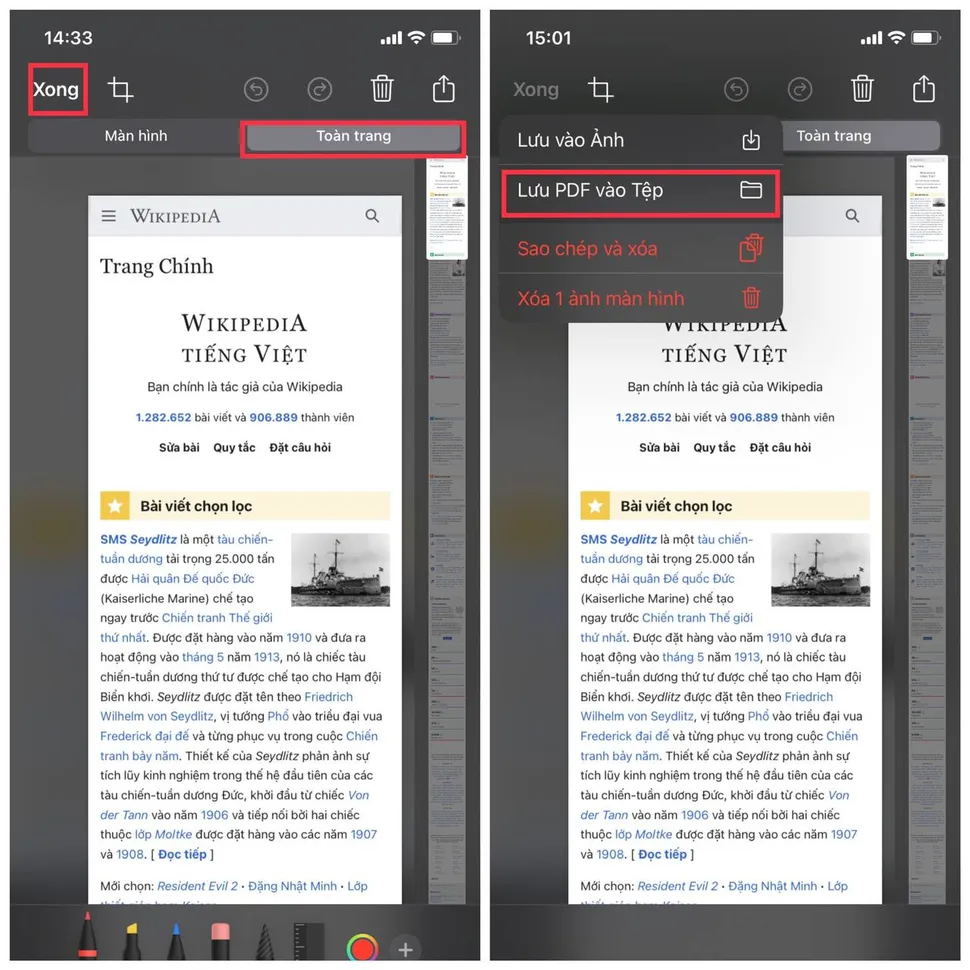 Chụp màn hình toàn trang trên iPhone, bạn đã biết chưa?