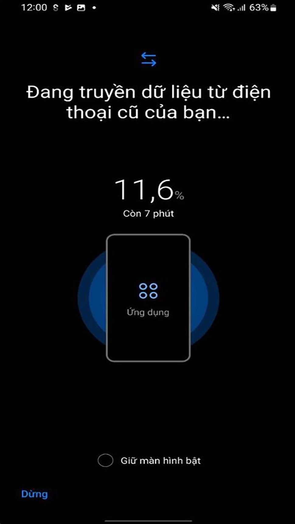 Bước 5: Trong quá trình chuyển dữ liệu, bạn hãy chọn mục Chọn dữ liệu cần truyền, điều này sẽ phụ thuộc vào nhu cầu cá nhân để nhấn chọn những dữ liệu cần chuyển qua.  