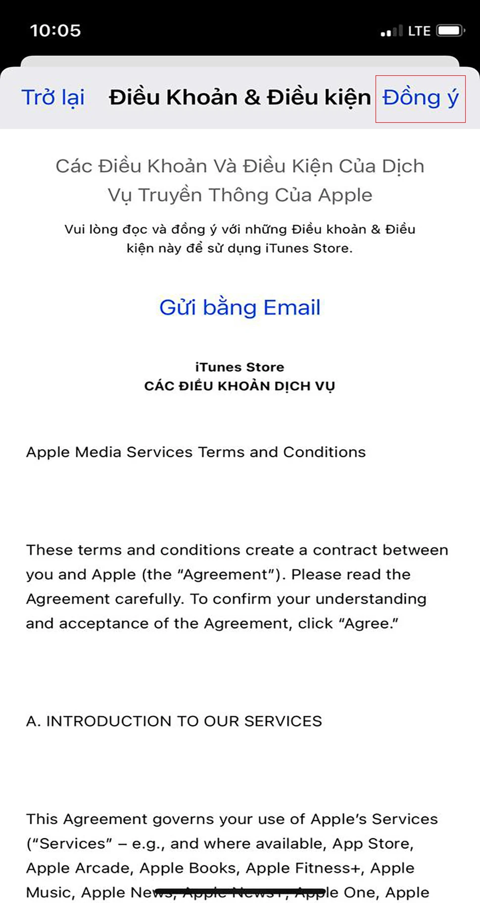 Bước 3: Tại đây sẽ hiển thị các quốc gia mà bạn muốn thay đổi, hãy nhấn chọn quốc gia bạn cần > Nhấn chọn xong, màn hình sẽ hiện thị mục Điều khoản & Điều kiện > nhấn chọn Đồng ý. 