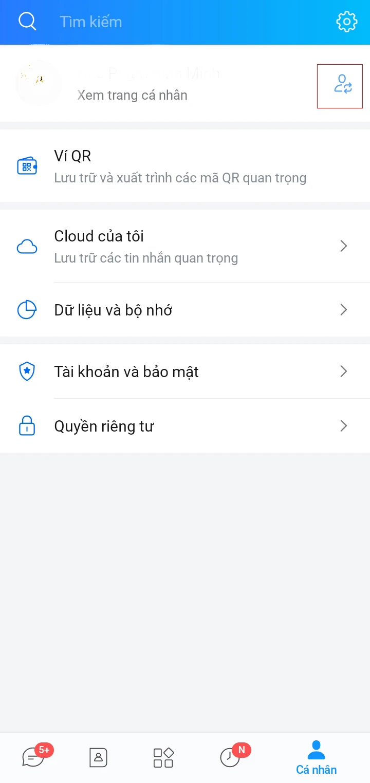 Bước 4: Bạn trở lại giao diện chính của Zalo, nhấn chọn Thêm ở Tab công cụ hoặc mục Cá nhân ở Tab công cụ > chọn biểu tượng avatar tài khoản cần chuyển đối > nhấn Đăng nhập. 