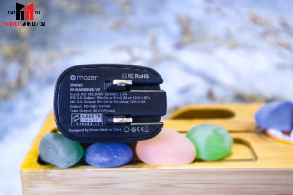 Cốc sạc 2 cổng Mazer 20W SuperMINI US Foldable Wall Charger