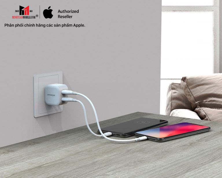 Cốc sạc 2 cổng USB-A Innostyle 12W Minigo 2 Smart Charging Ai - 2021