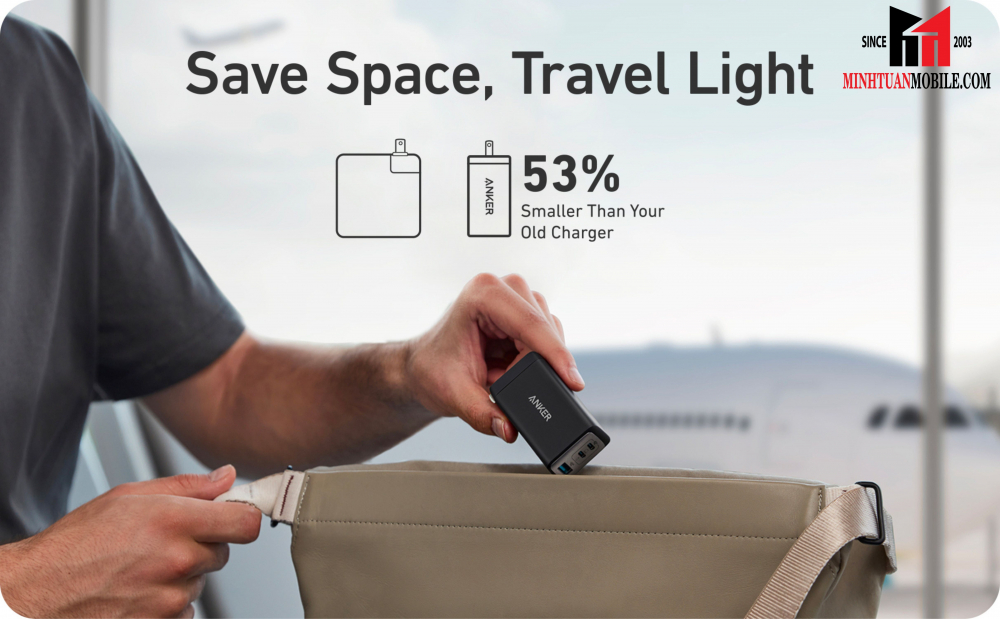 Cốc sạc nhanh Anker 65W 3 cổng PowerPort III A2667