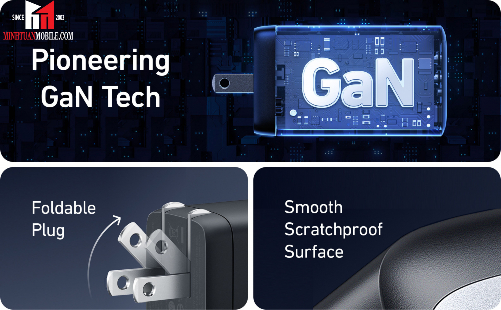 Cốc sạc nhanh Anker 65W 3 cổng PowerPort III A2667