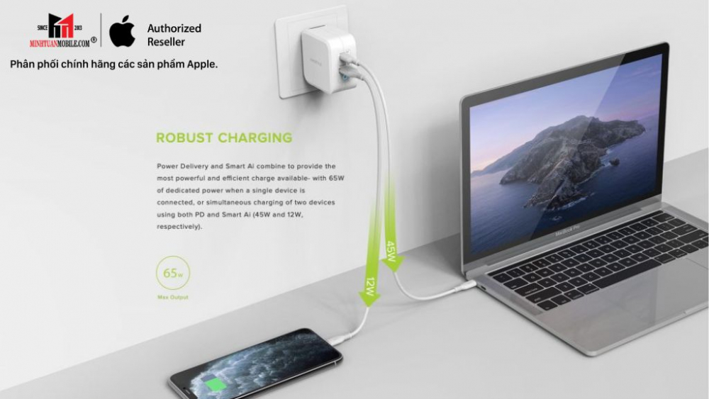 Cốc sạc nhanh Innostyle 65W 2 cổng GaN Zeni IC652PD